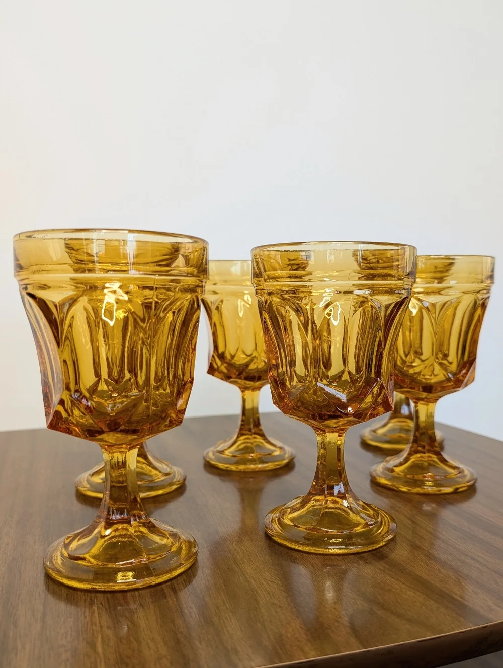 70s Honey Amber Fairfield Pattern By Anchor Hocking On The Rocks Goblet Set Of 6